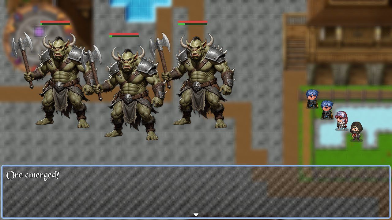 Side-view battles against Basic Fantasy monsters